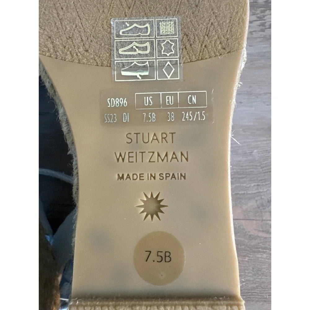 Stuart Weitzman Playa Womens 7.5B Espadrille Wedge Sandals Blue Denim